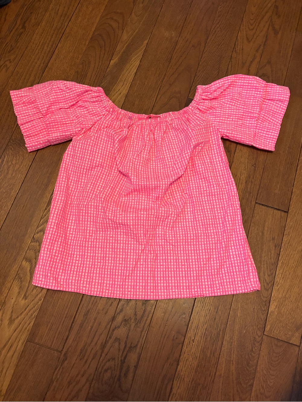 Lilly Pulitzer Hot Pink Gingham Off-Shoulder Blouse